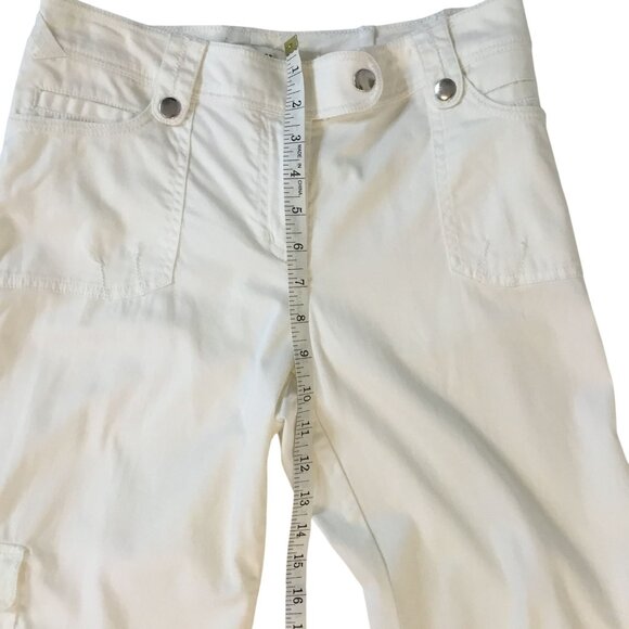 WHITE HOUSE BLACK MARKET Women's White Cargo Capri Pants Utility Cotton Size 4 - Picture 4 of 8